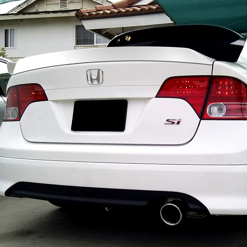 W-Power ABS AR-Style Rear Trunk Lip Duckbill Spoiler Wing For 2006-2011 Honda Civic Sedan 4DR -Pearl White - Image 6