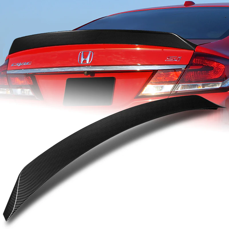 W-Power ABS AR-Style Rear Trunk Lip Duckbill Spoiler Wing For 2012-2015 Honda Civic Sedan 4DR -Carbon Fiber Look - Image 5