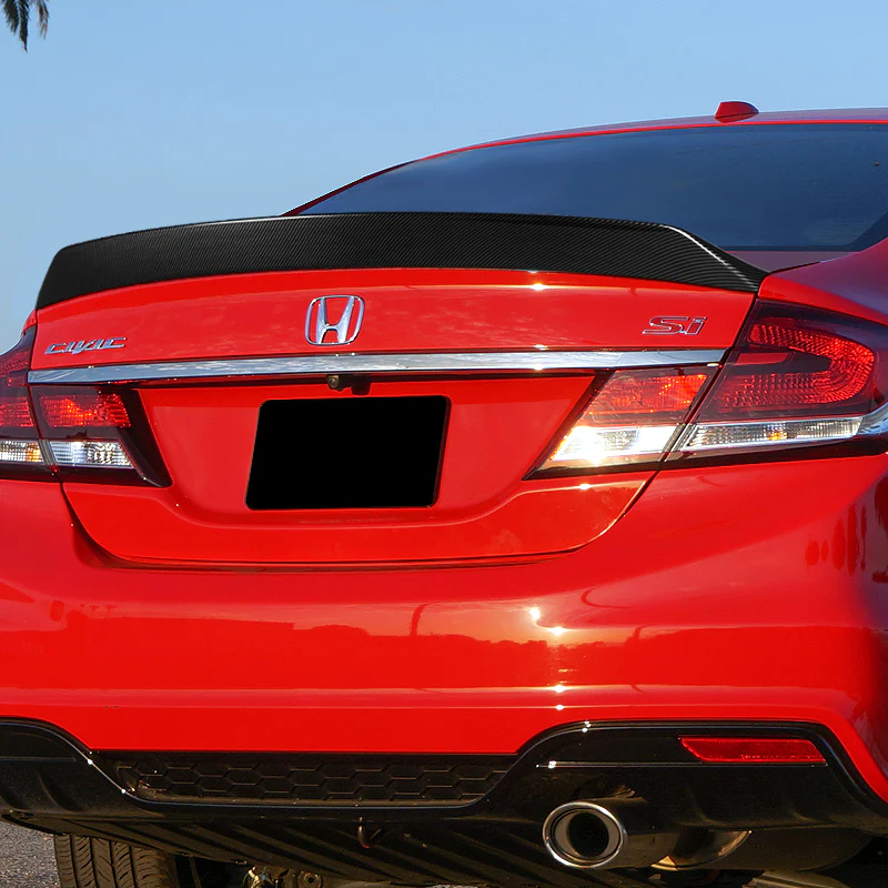 W-Power ABS AR-Style Rear Trunk Lip Duckbill Spoiler Wing For 2012-2015 Honda Civic Sedan 4DR -Carbon Fiber Look - Image 6
