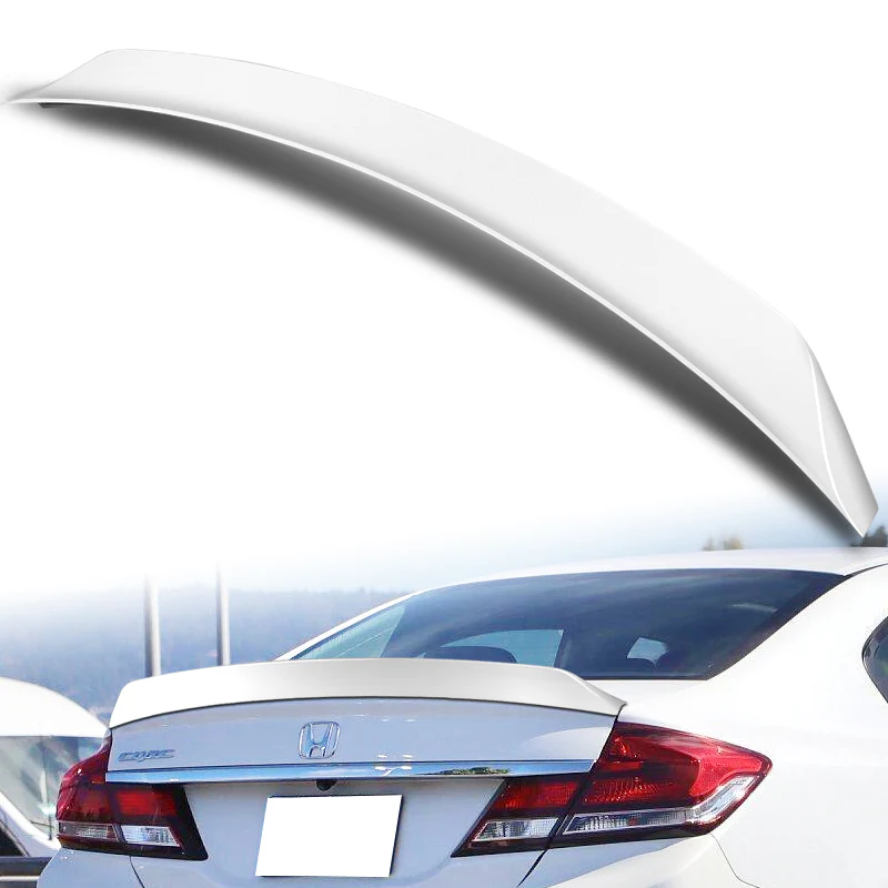 W-Power ABS AR-Style Rear Trunk Lip Duckbill Spoiler Wing For 2012-2015 Honda Civic Sedan 4DR -Pearl White - Image 5
