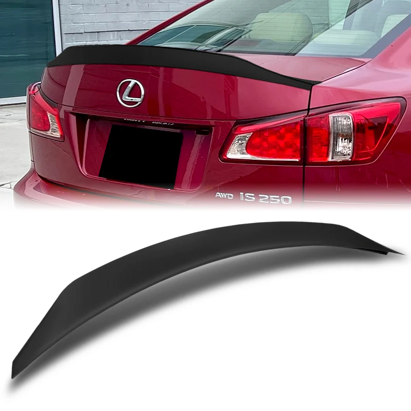 W-Power ABS STP-Style Rear Trunk Lip Spoiler Wing For 2006-2013 Lexus IS250 IS350 ISF -Unpainted Matte Black - Image 2
