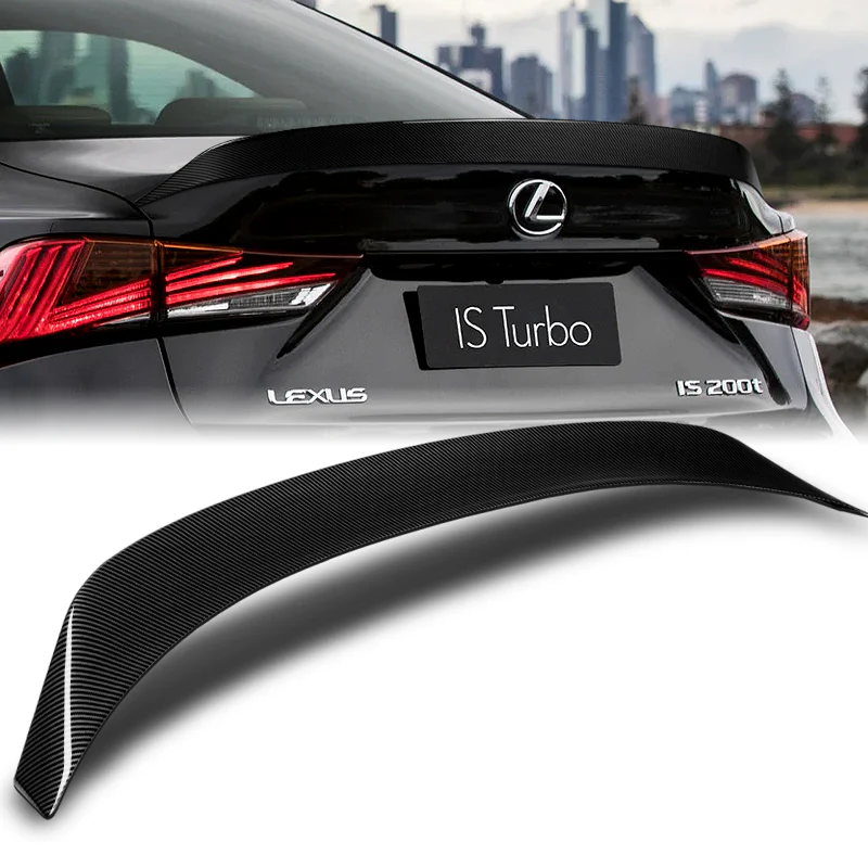 W-Power ABS AR-Style Rear Trunk Lip Spoiler Wing For 2014-2020 Lexus IS-Series Sedan 4DR -Carbon Fiber Look - Image 6