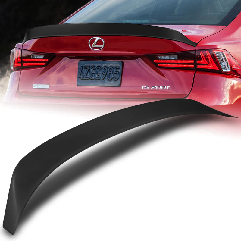 W-Power ABS AR-Style Rear Trunk Lip Spoiler Wing For 2014-2020 Lexus IS-Series Sedan 4DR -Unpainted Matte Black - Image 5