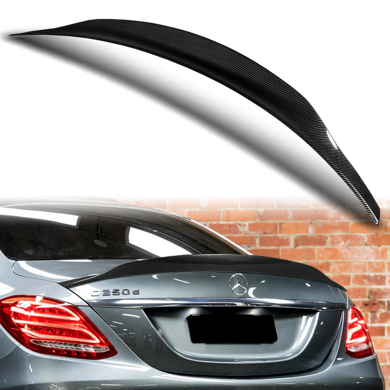 W-Power ABS B-Style Rear Trunk Lip Duckbill Spoiler Wing For 2015-2021 Mercedes-Benz C-Class W205 Sedan -Carbon Fiber Look - Image 5