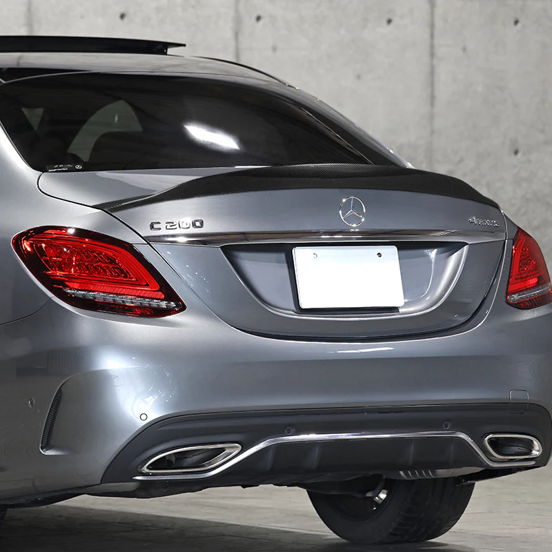 W-Power ABS B-Style Rear Trunk Lip Duckbill Spoiler Wing For 2015-2021 Mercedes-Benz C-Class W205 Sedan -Carbon Fiber Look - Image 6