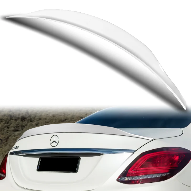 W-Power ABS B-Style Rear Trunk Lip Duckbill Spoiler Wing For 2015-2021 Mercedes-Benz C-Class W205 Sedan -Pearl White - Image 5