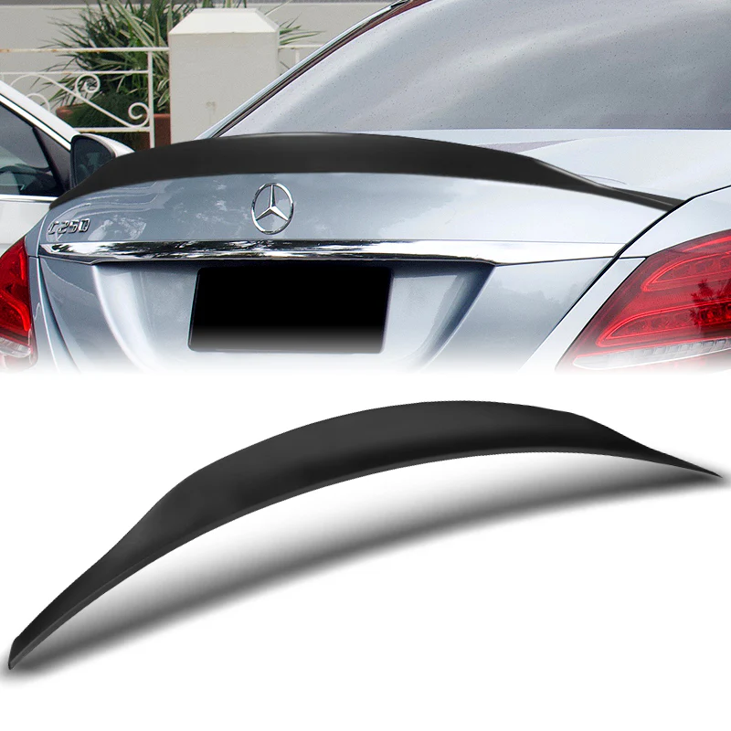 W-Power ABS B-Style Rear Trunk Lip Duckbill Spoiler Wing For 2015-2021 Mercedes-Benz C-Class W205 Sedan -Unpainted Matte Black - Image 5