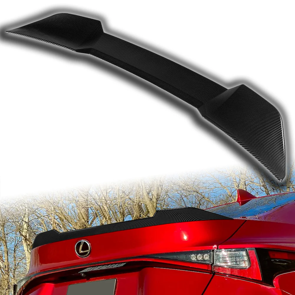 W-Power ABS F-Style Rear Trunk Lip Duckbill Spoiler Wing For 2021 - 2025 Lexus IS-Series -Carbon Fiber Look - Image 5