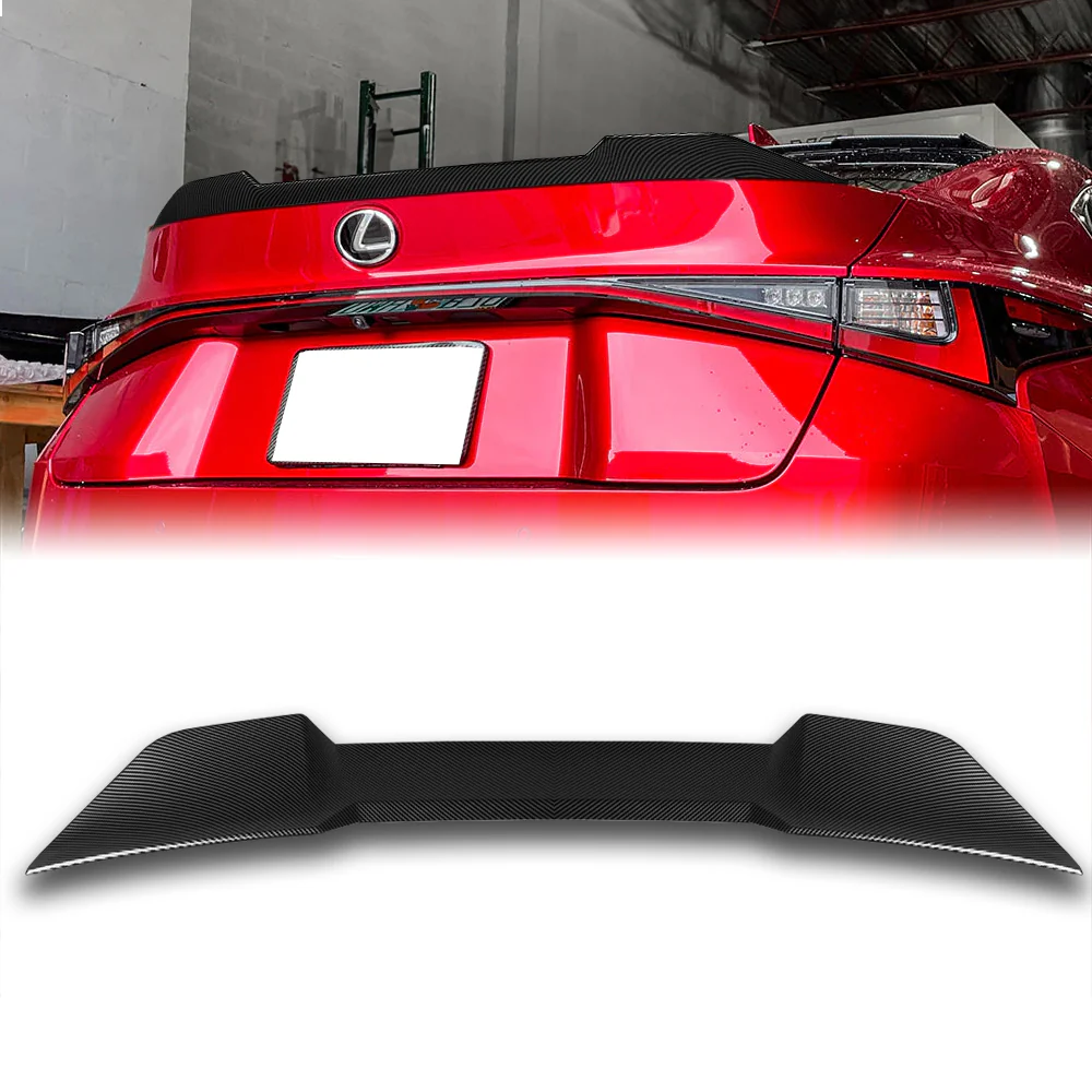 W-Power ABS F-Style Rear Trunk Lip Duckbill Spoiler Wing For 2021 - 2025 Lexus IS-Series -Carbon Fiber Look - Image 6
