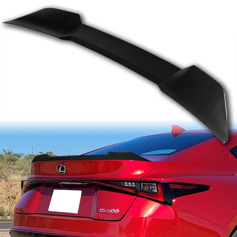 W-Power ABS F-Style Rear Trunk Lip Duckbill Spoiler Wing For 2021 - 2025 Lexus IS-Series -Carbon Fiber Look - Image 7