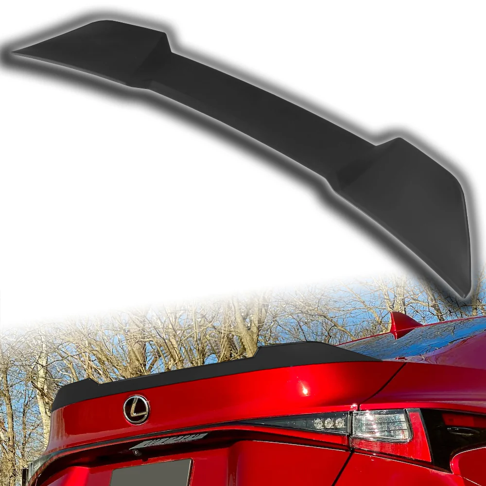 W-Power ABS F-Style Rear Trunk Lip Duckbill Spoiler Wing For 2021 - 2025 Lexus IS-Series -Unpainted Black - Image 5