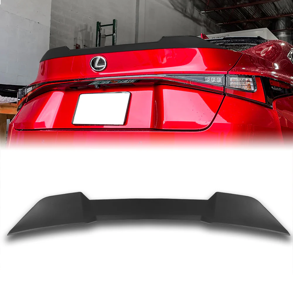 W-Power ABS F-Style Rear Trunk Lip Duckbill Spoiler Wing For 2021 - 2025 Lexus IS-Series -Unpainted Black - Image 6