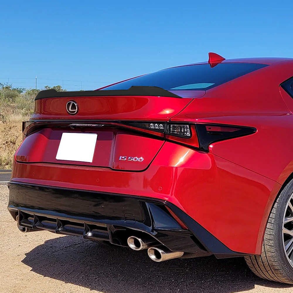 W-Power ABS F-Style Rear Trunk Lip Duckbill Spoiler Wing For 2021 - 2025 Lexus IS-Series -Unpainted Black - Image 7