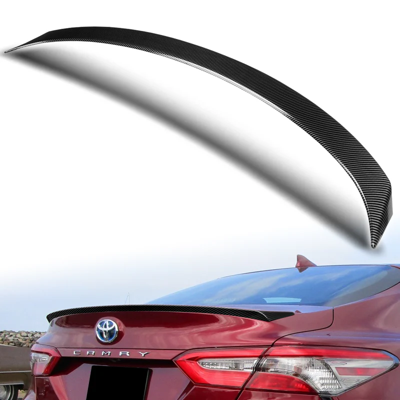 W-Power ABS OE-Style Rear Trunk Lip Duckbill Spoiler Wing For 2018-2024 Toyota Camry Sedan -Carbon Fiber Look - Image 2