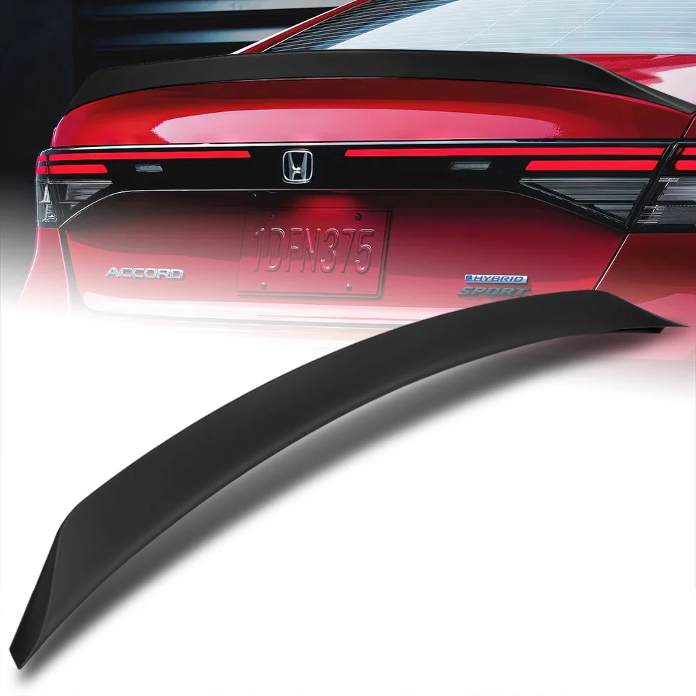 W-Power ABS OE-Style Rear Trunk Lip Duckbill Spoiler Wing For 2023 - 2026 Honda Accord 4DR/Sedan -Matte Black - Image 6