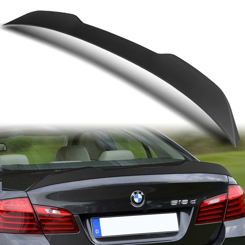 W-Power ABS PSM-Style Rear Trunk Lip Duckbill Spoiler Wing For 2011-2016 BMW 5-Series M5 / F10 / F18 Sedan -Unpainted Matte Black - Image 6
