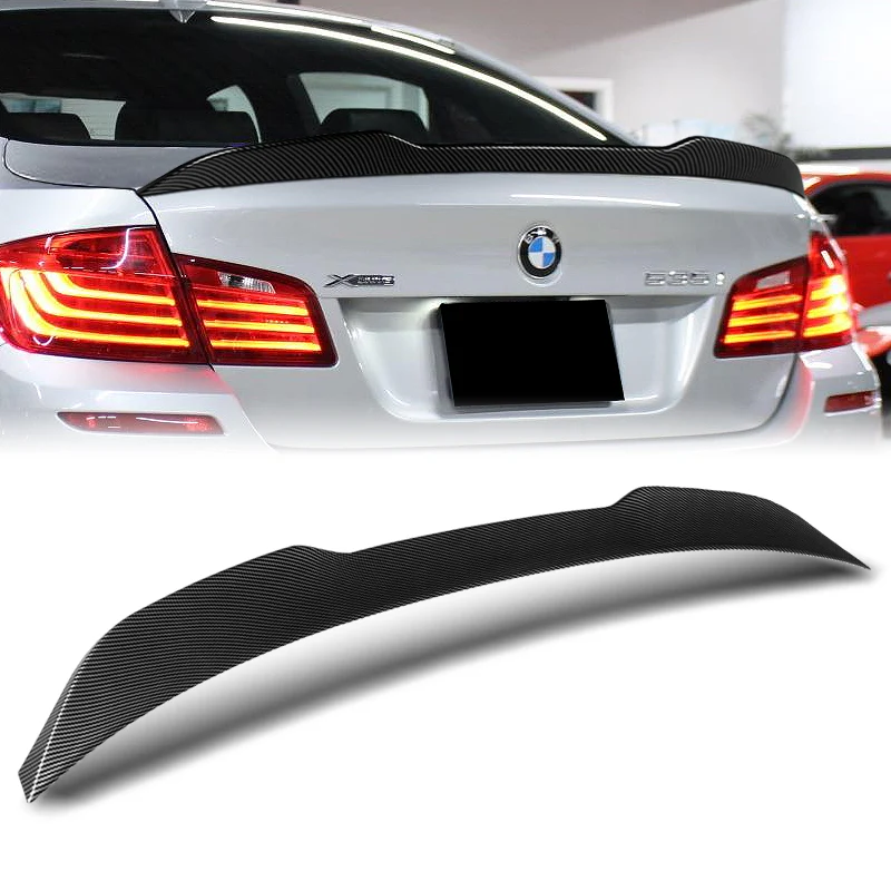 W-Power ABS PSM-Style Rear Trunk Lip Duckbill Spoiler Wing For 2011-2016 BMW 5-Series M5 / F10 / F18 Sedan -Carbon Fiber Look - Image 5