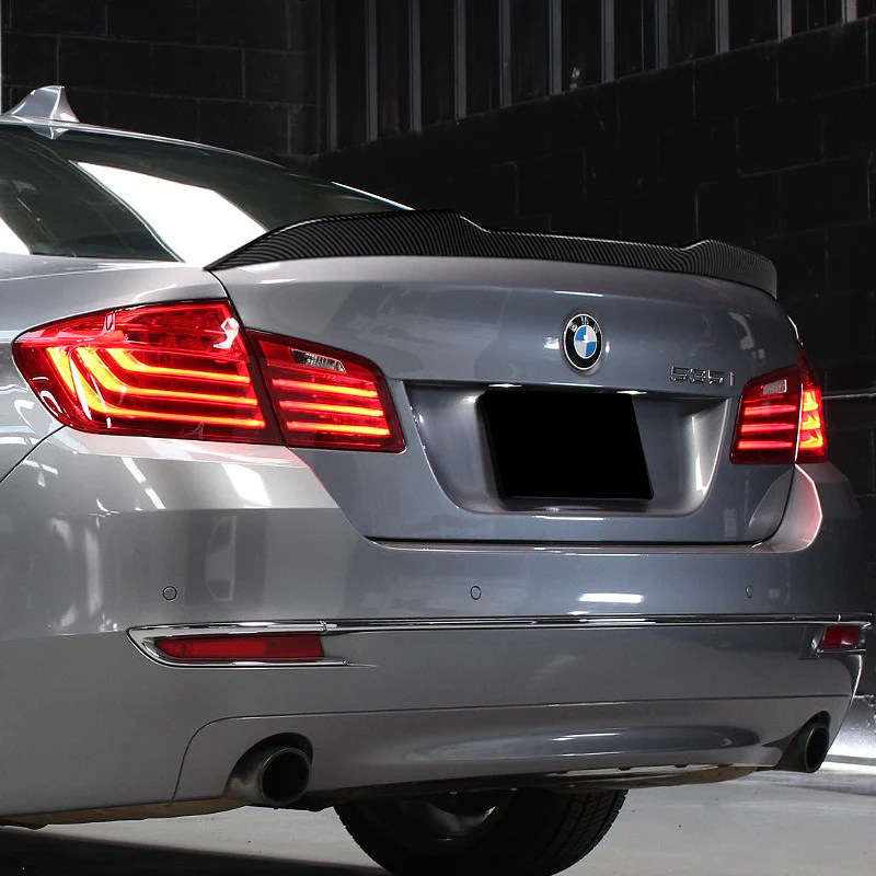 W-Power ABS PSM-Style Rear Trunk Lip Duckbill Spoiler Wing For 2011-2016 BMW 5-Series M5 / F10 / F18 Sedan -Carbon Fiber Look - Image 7