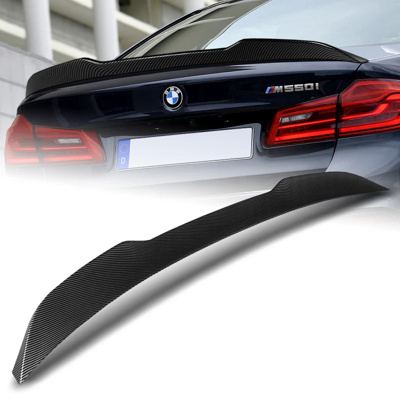 W-Power ABS PSM-Style Rear Trunk Lip Duckbill Spoiler Wing For 2017-2023 BMW 5-Series G30 / G38 -Carbon Fiber Look - Image 7
