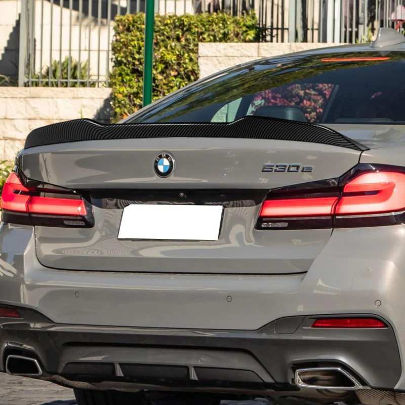 W-Power ABS PSM-Style Rear Trunk Lip Duckbill Spoiler Wing For 2017-2023 BMW 5-Series G30 / G38 -Carbon Fiber Look - Image 8