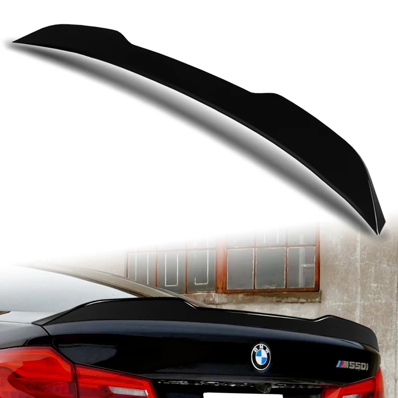 W-Power ABS PSM-Style Rear Trunk Lip Duckbill Spoiler Wing For 2017-2023 BMW 5-Series G30 / G38 -Pearl Black - Image 5