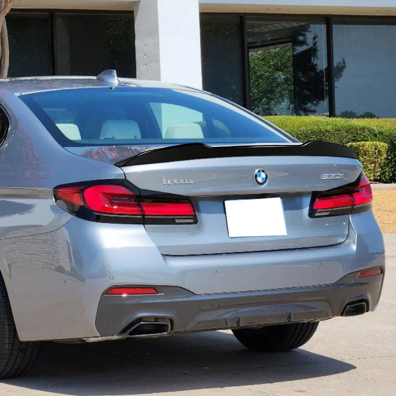 W-Power ABS PSM-Style Rear Trunk Lip Duckbill Spoiler Wing For 2017-2023 BMW 5-Series G30 / G38 -Pearl Black - Image 7