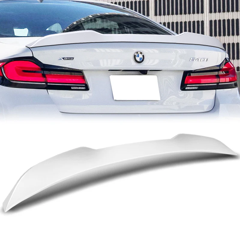 W-Power ABS PSM-Style Rear Trunk Lip Duckbill Spoiler Wing For 2017-2023 BMW 5-Series G30 / G38 -Pearl White - Image 5