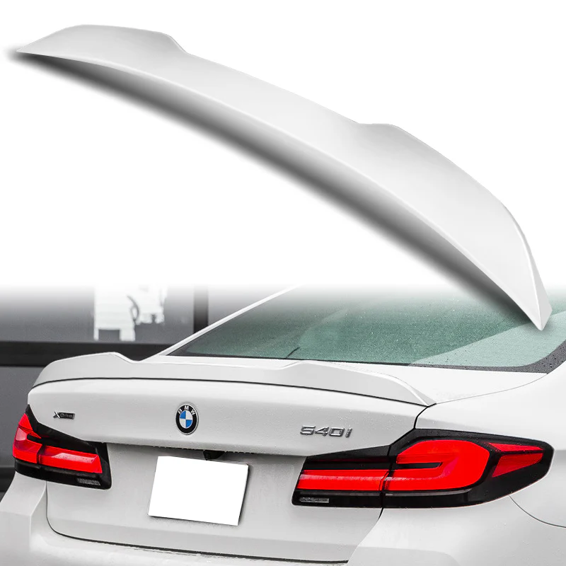 W-Power ABS PSM-Style Rear Trunk Lip Duckbill Spoiler Wing For 2017-2023 BMW 5-Series G30 / G38 -Pearl White - Image 6