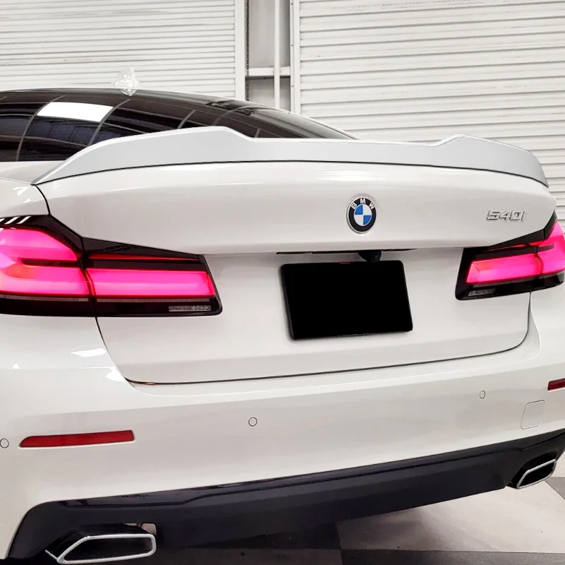 W-Power ABS PSM-Style Rear Trunk Lip Duckbill Spoiler Wing For 2017-2023 BMW 5-Series G30 / G38 -Pearl White - Image 7