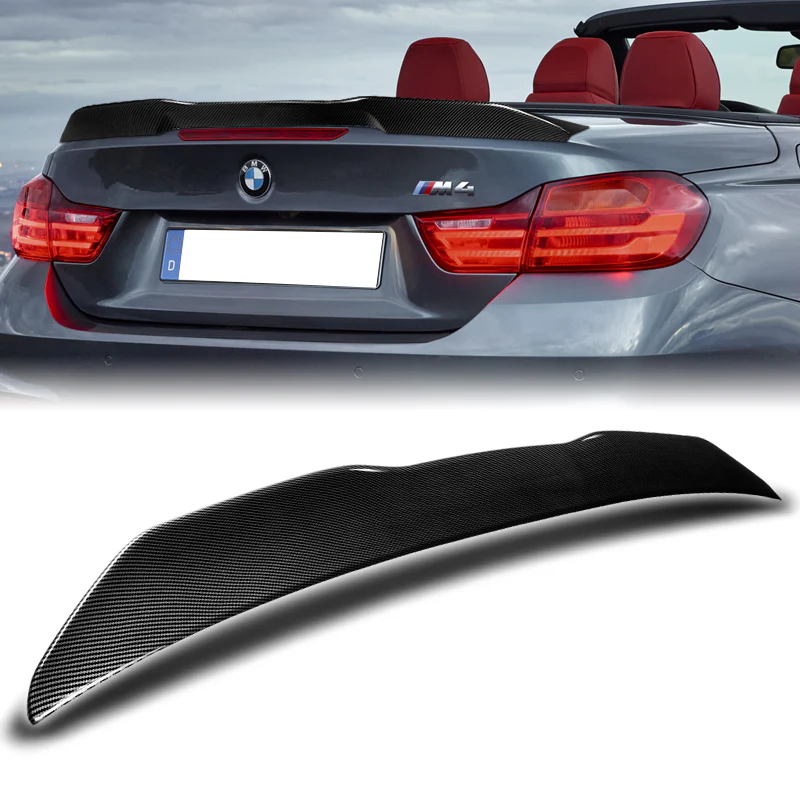 W-Power ABS PSM-Style Rear Trunk Lip Spoiler Wing For 2014-2020 BMW F33 F83 Convertible -Carbon Fiber Look - Image 5