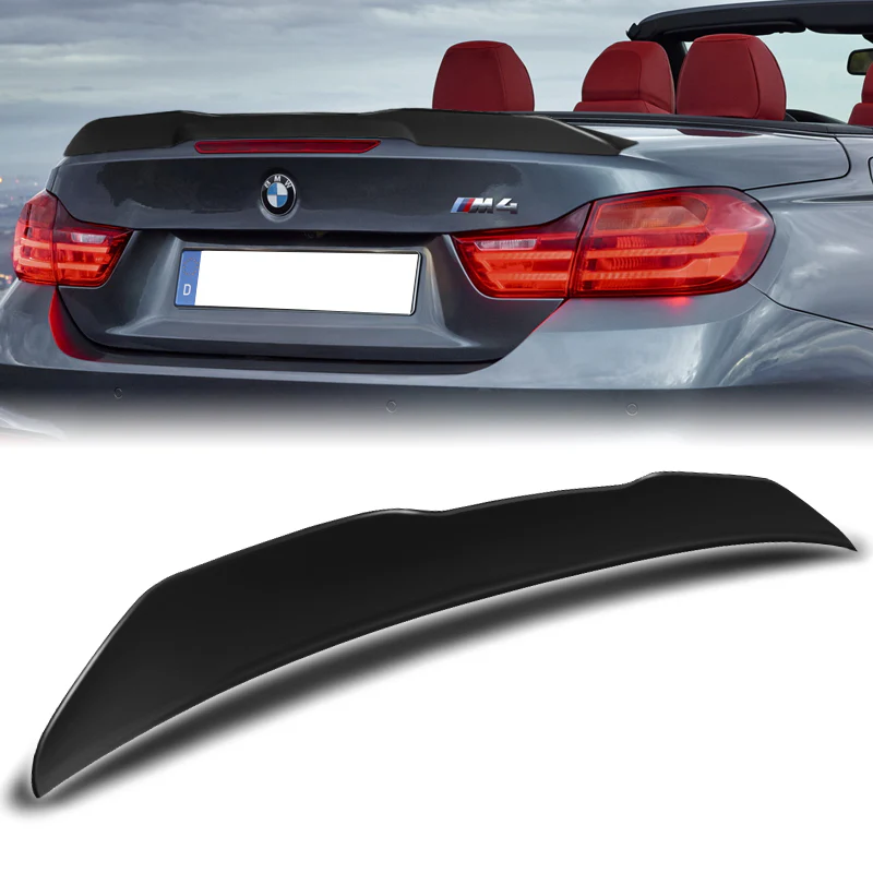 W-Power ABS PSM-Style Rear Trunk Lip Spoiler Wing For 2014-2020 BMW F33 F83 Convertible -Unpainted Matte Black - Image 5