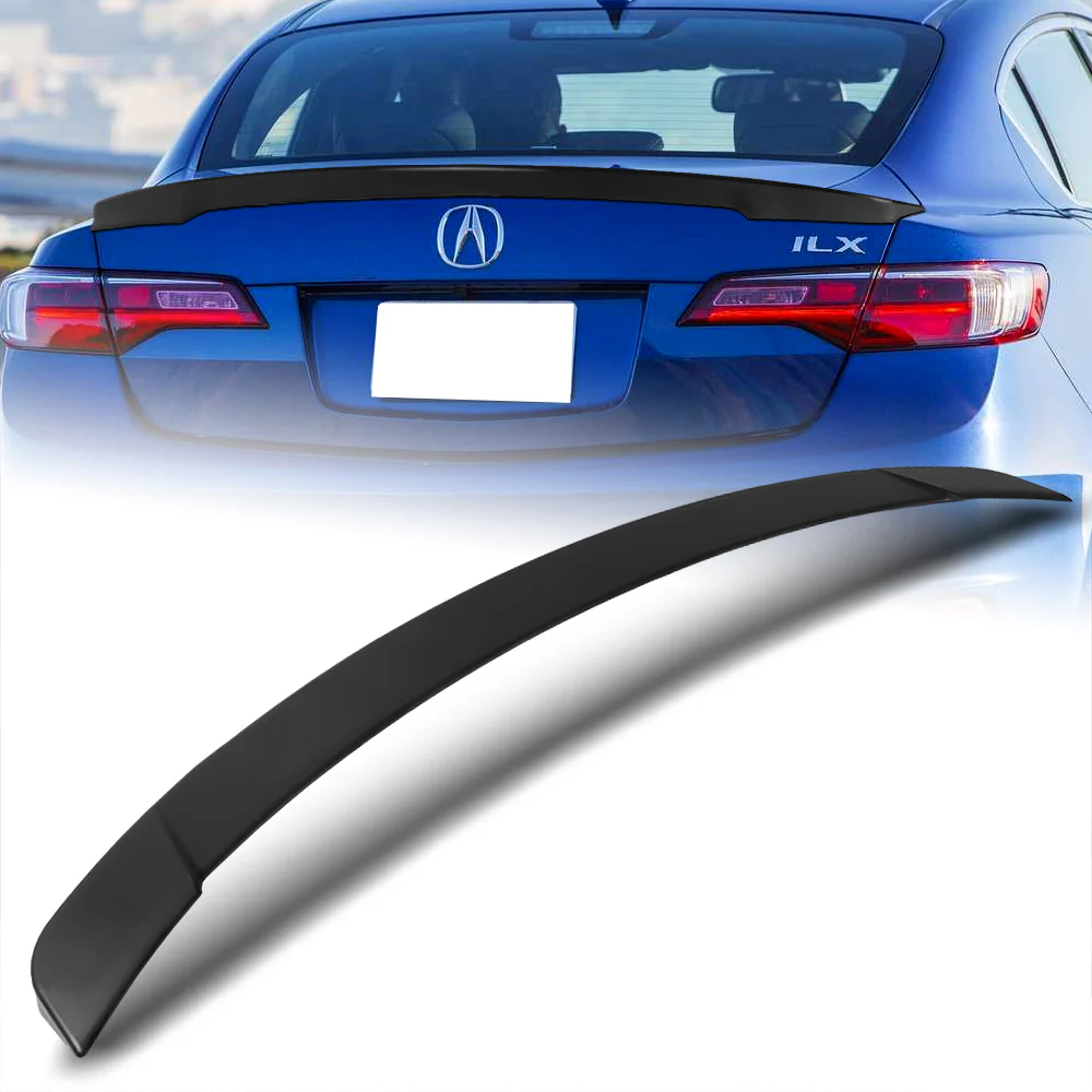 W-Power ABS STP-Style Rear Trunk Lip Duckbill Spoiler Wing For 2013-2018 Acura ILX -Unpainted Matte Black - Image 7