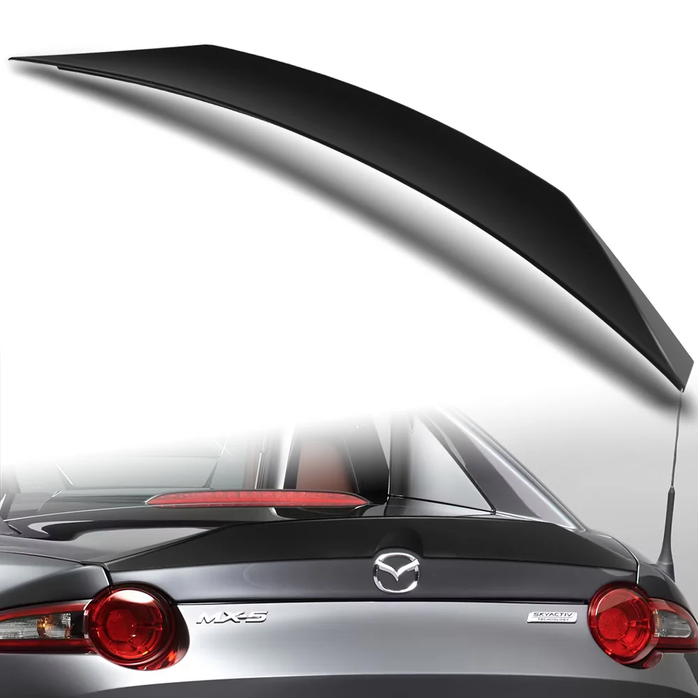 W-Power ABS STP-Style Rear Trunk Lip Duckbill Spoiler Wing For 2016-2024 Mazda Miata MX-5 -Unpainted Matte Black - Image 2