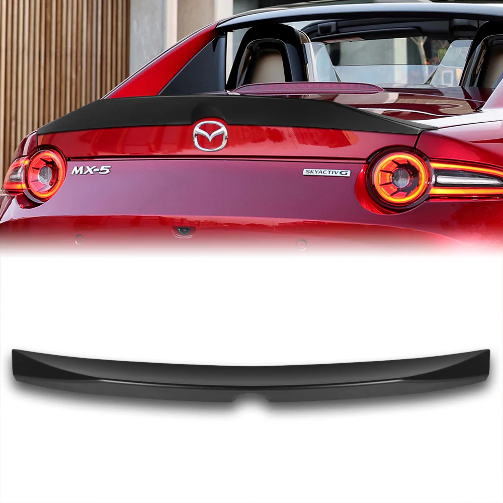 W-Power ABS STP-Style Rear Trunk Lip Duckbill Spoiler Wing For 2016-2024 Mazda Miata MX-5 -Unpainted Matte Black - Image 6