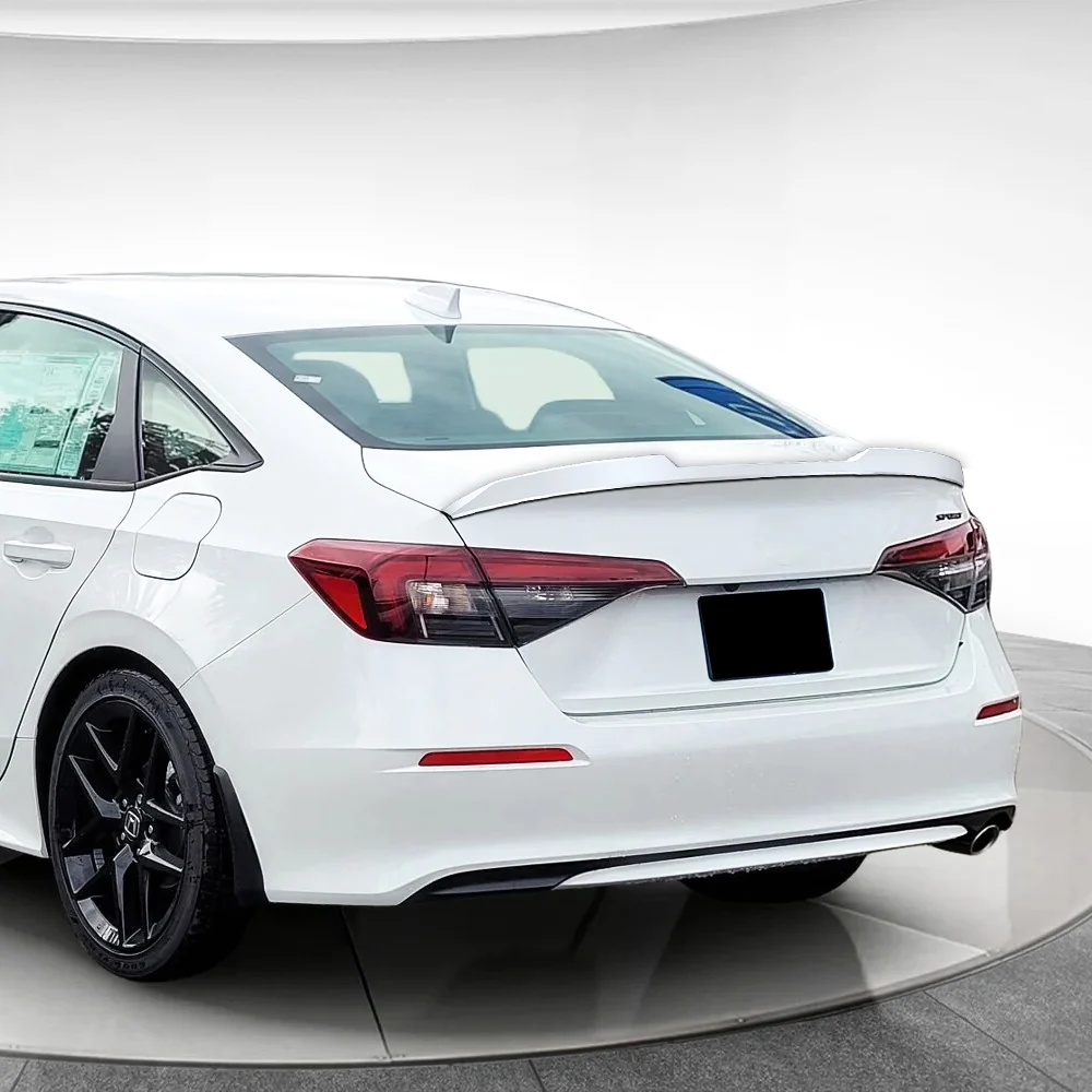 W-Power ABS STP-Style Rear Trunk Lip Duckbill Spoiler Wing For 2022 - 2026 Honda Civic 4-DR/Sedan -Pearl White - Image 8