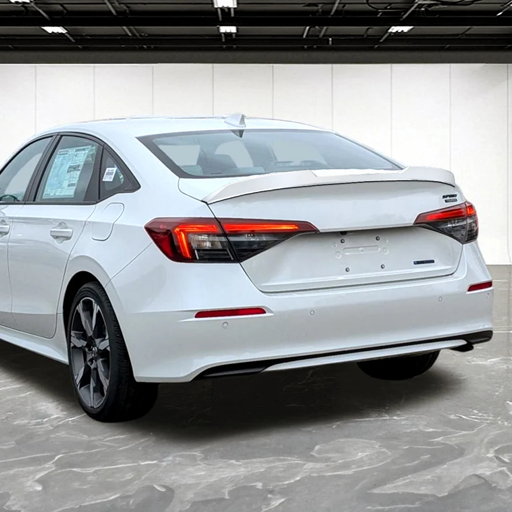 W-Power ABS STP-Style Rear Trunk Lip Duckbill Spoiler Wing For 2022 - 2026 Honda Civic 4-DR/Sedan -Pearl White - Image 9