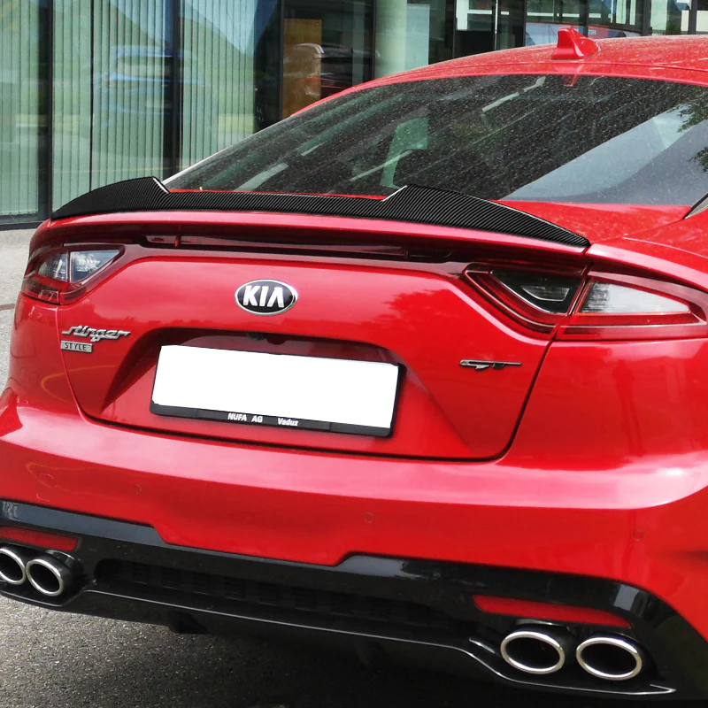 W-Power ABS V-Style Duckbill Rear Trunk Lip Spoiler Wing For 2018-2023 Kia Stinger -Carbon Fiber Look - Image 5