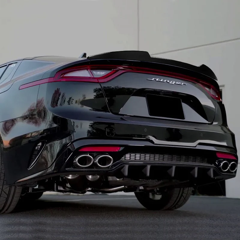 W-Power ABS V-Style Duckbill Rear Trunk Lip Spoiler Wing For 2018-2023 Kia Stinger -Pearl Black - Image 5