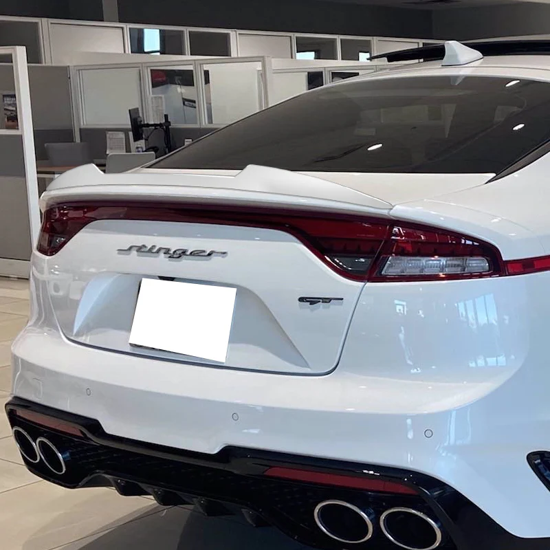 W-Power ABS V-Style Duckbill Rear Trunk Lip Spoiler Wing For 2018-2023 Kia Stinger -Pearl White - Image 5