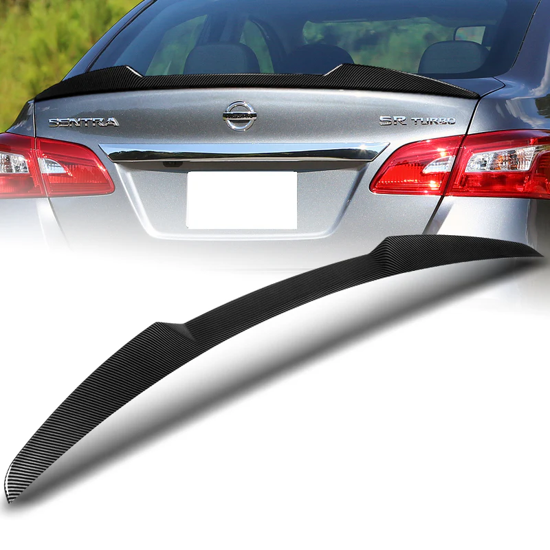 W-Power ABS V-Style Rear Trunk Lip Duckbill Spoiler Wing For 2013-2019 Nissan Sentra -Carbon Fiber Look - Image 7