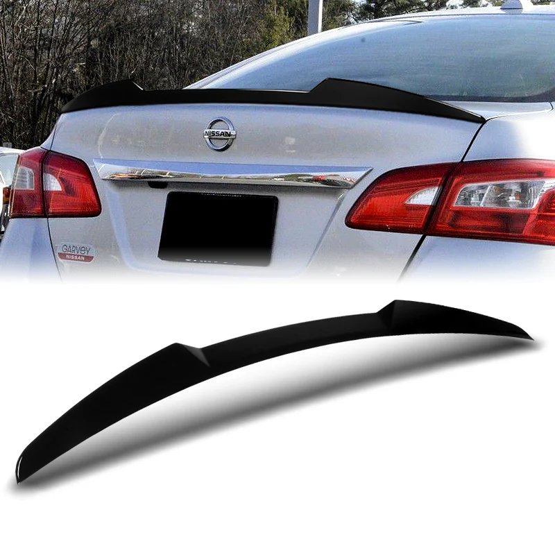 W-Power ABS V-Style Rear Trunk Lip Duckbill Spoiler Wing For 2013-2019 Nissan Sentra -Pearl Black - Image 5