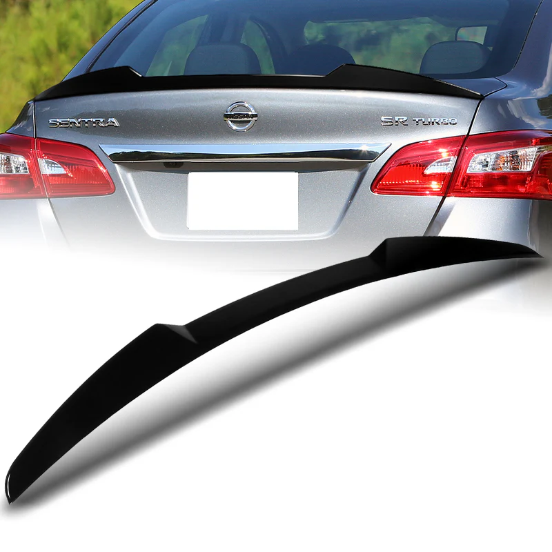 W-Power ABS V-Style Rear Trunk Lip Duckbill Spoiler Wing For 2013-2019 Nissan Sentra -Pearl Black - Image 6