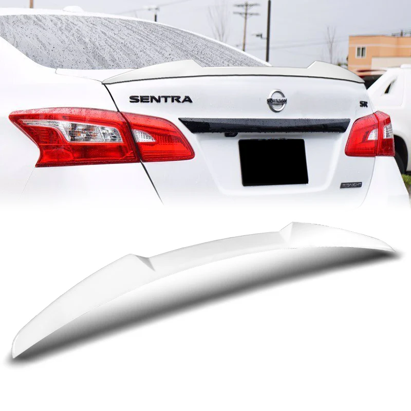 W-Power ABS V-Style Rear Trunk Lip Duckbill Spoiler Wing For 2013-2019 Nissan Sentra -Pearl White - Image 6