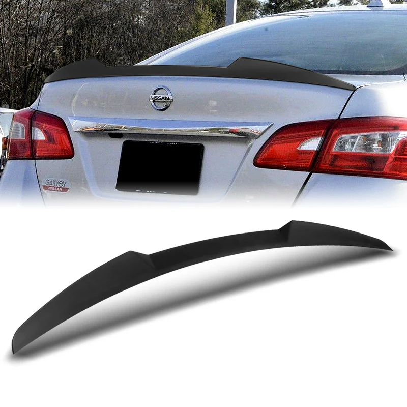 W-Power ABS V-Style Rear Trunk Lip Duckbill Spoiler Wing For 2013-2019 Nissan Sentra -Unpainted Matte Black - Image 5