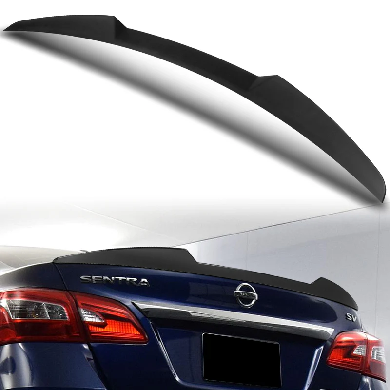 W-Power ABS V-Style Rear Trunk Lip Duckbill Spoiler Wing For 2013-2019 Nissan Sentra -Unpainted Matte Black - Image 6