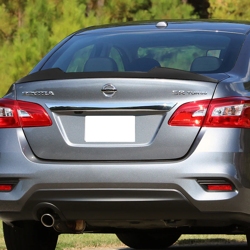 W-Power ABS V-Style Rear Trunk Lip Duckbill Spoiler Wing For 2013-2019 Nissan Sentra -Unpainted Matte Black - Image 7