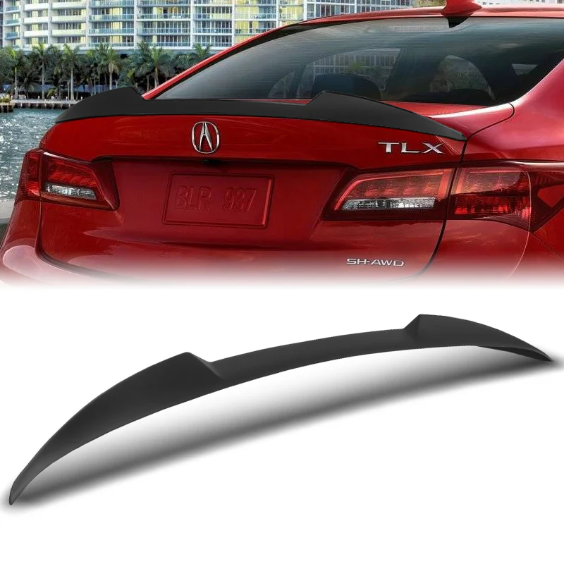 W-Power ABS V-Style Rear Trunk Lip Duckbill Spoiler Wing For 2015-2020 Acura TLX -Unpainted Matted Black - Image 5