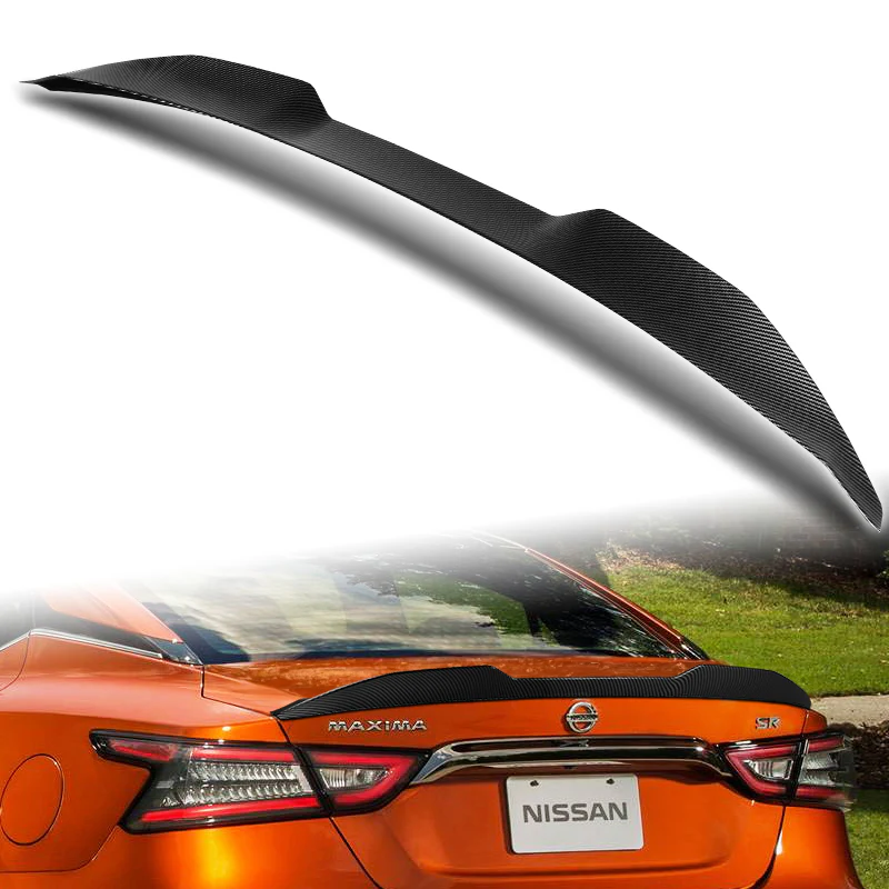 W-Power ABS V-Style Rear Trunk Lip Duckbill Spoiler Wing For 2016-2023 Nissan Maxima -Carbon Fiber Look - Image 5