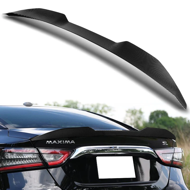 W-Power ABS V-Style Rear Trunk Lip Duckbill Spoiler Wing For 2016-2023 Nissan Maxima -Carbon Fiber Look - Image 7