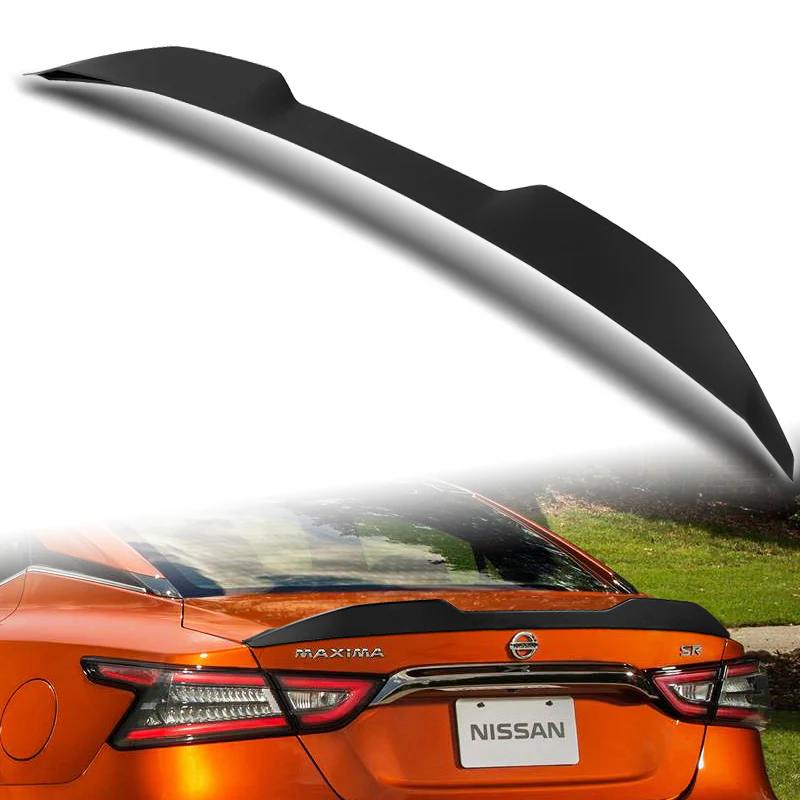 W-Power ABS V-Style Rear Trunk Lip Duckbill Spoiler Wing For 2016-2023 Nissan Maxima -Unpainted Matte Black - Image 5